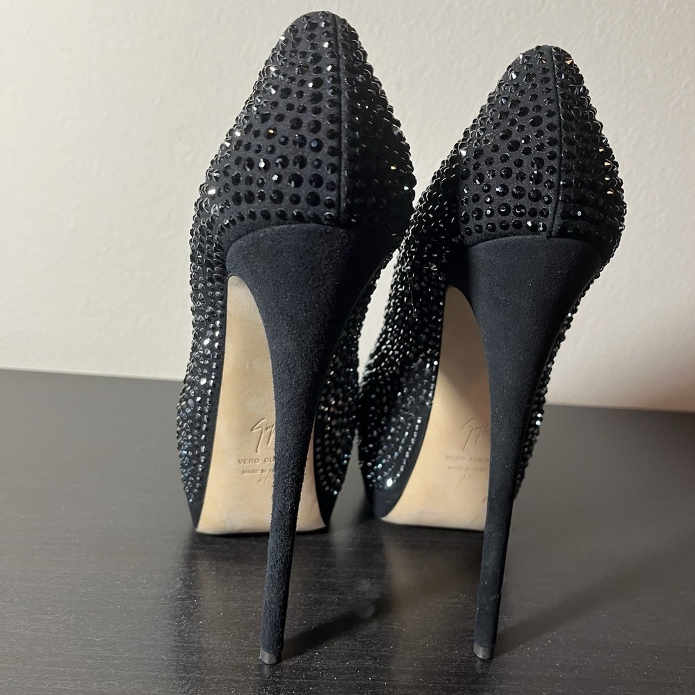 Giuseppe Zanotti Sharon Peep Toe Platform Pumps Sz 37 (US 7) Crystal Rhinestone - Picture 13 of 16